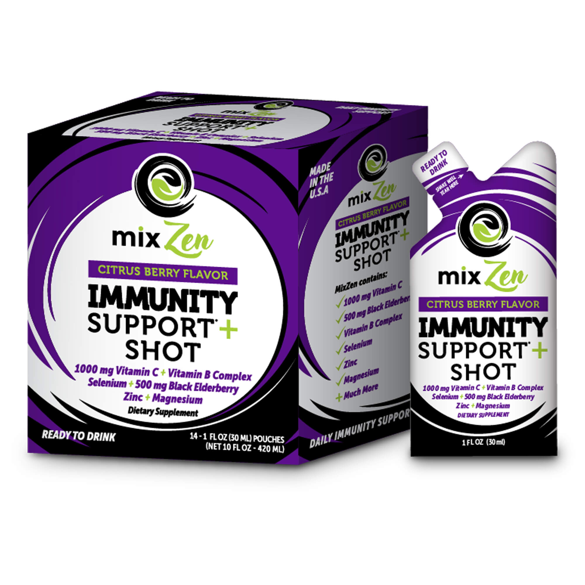 mixZen Citrus Berry Immunity Support Shot    30 Day Supply